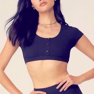 Alo Blissful Henley Bra Top